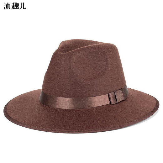 沐趣儿时尚礼帽许文强同款帽子上海滩男士礼帽黄晓明同款大沿爵士帽舞台 经典黑色 收藏优先发货(均码56-58cm)