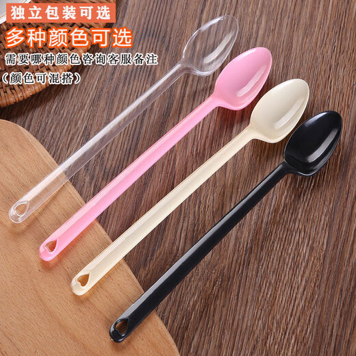 Chuge high-quality disposable spoon individually packaged food-grade dessert spoon plastic commercial dessert ice cream spoon coffee stirring spoon 21cm five-pointed star * transparent independent * 100 pieces (buy 8 1) buy more