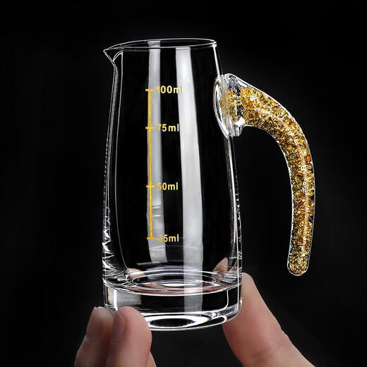 MIDOC household gold foil high-end wine set white wine cup wine dispenser mouth cup bullet cup small glass wine cup luxury (8 pots 8 cups ladder rack) Jinshan pot + gold foil cup