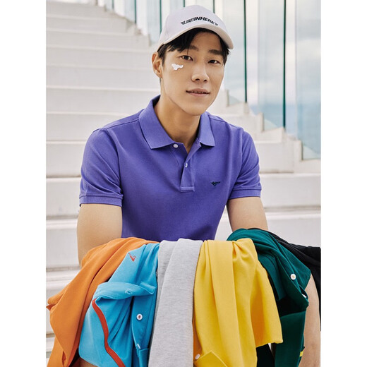 Sieben Wolf [gleiches Modell von Huang Zongze] [Cool und antibakteriell] Kurzärärmelte T-Shirt für Männer im Sommergeschäft Casual Lapel Solid Color Polo 701 (Khaki) -Cool und feste Farbe 6666 XL 175/92A
