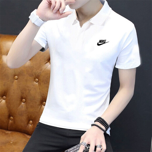 Nike (Nike) Kurzärärmelte Herren Sommer New Sportswear Leicht atmungsaktives, ungezwungenes Kurzärärmel-Sport-T-Shirt Lapel Polo Shirt FN3895-100/Baumwollhaut-freundlich/weiß L.