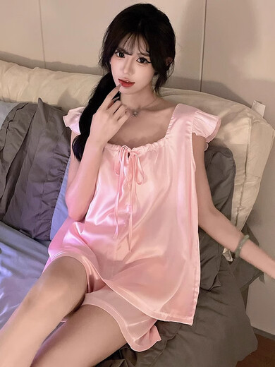 莫代尔冰丝睡衣女款夏季2025新款小飞袖带胸垫高级感女士大码短袖家居服 JDX_9227#背心套蓝色(带固定胸3 M