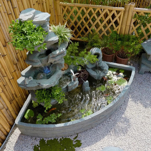 假山鱼池瀑布流水花园庭院景观喷泉循环水摆件阳台露台鱼缸造景装 5009单假山不带水池