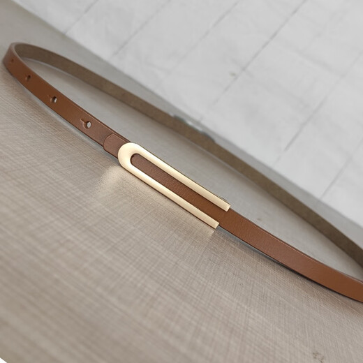 Melece [Selected] New thin genuine leather belt for women, simple and versatile elegant cowhide belt with dress for women 11155-yellow 105cm