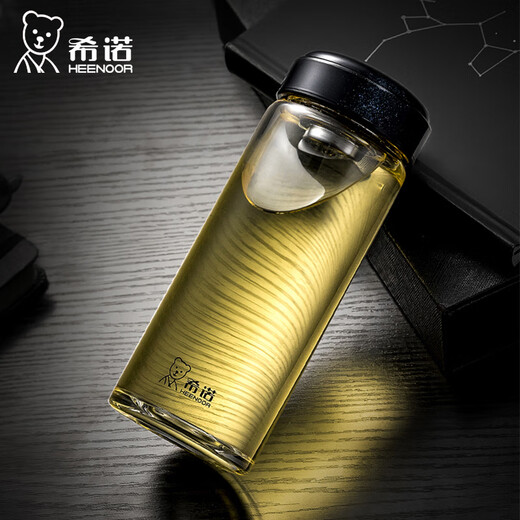 希诺玻璃杯 单层带滤网泡茶水杯男女式便携大容量防暴耐热水晶杯子 XN-6195（400ML 本色）