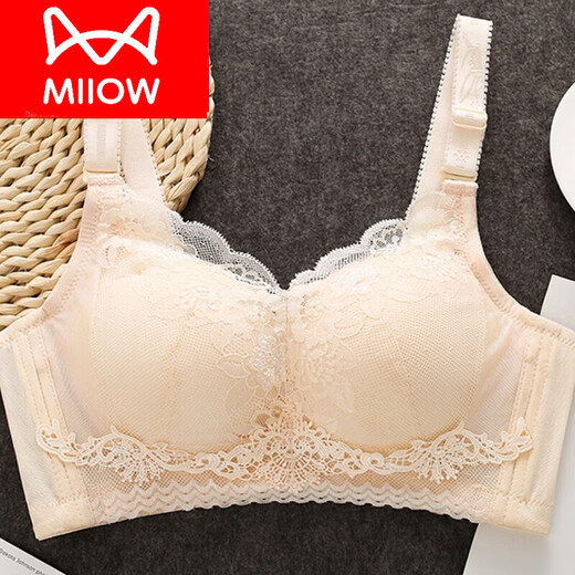 Cat Man (MiiOW) zodiac year bra without steel ring underwear for women with small breasts, thickened style, thin style, adjustable style, side breast lace, sexy big red suit, large style 75A 34B universal cup