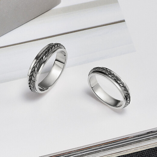 
Luk Fu Jewelry Platinum 950 Grass Pattern Platinum Ring Couple Ring Single Closed Ring Price EFT1P4C0103 No. 12-5.25g (including labor cost 698 yuan) Women's model