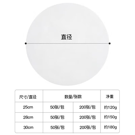 MAXCOOK silicone paper air fryer paper barbecue baking paper steamer paper baking paper 30cm 50 sheets MCPJ4504