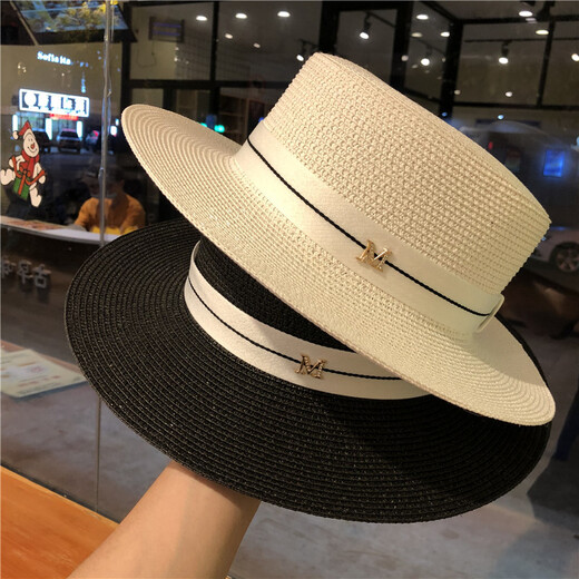 Young Sun Protection Sol Gat Sol Sombrero de paja Mujeres de primavera y verano Paja tejido Europeo y Americano Fashion Fashion Beach Beach versátil sombrero de sol beige de una talla (55-60 cm)