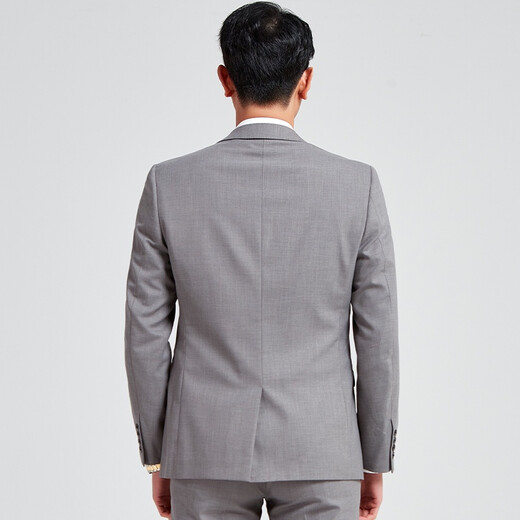 SHESHU suit suit men's slim business formal suit professional solid color suit lapel SSTX123138RQ HU2 light gray L 175/92A
