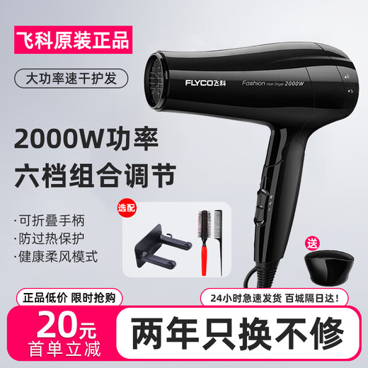 Feike (Flyco) Feike Secador de cabello Puerta para el hogar Estudiante Negativo Negativo Secador de cabello Potencia de viento alta 2023 Feike 6296 Color juvenil 1800W Temperatura constante Cuidado del cabello