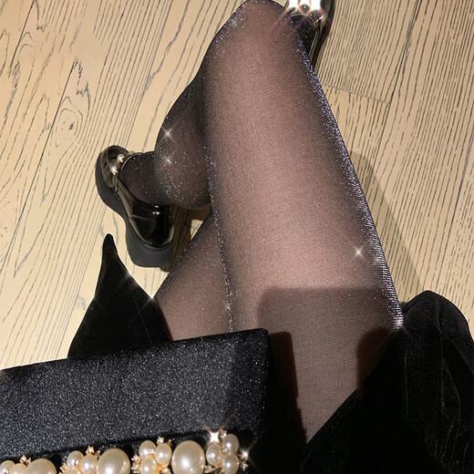 Langsha Pearlescent Stockings Women's Ultra-Thin Sexy Black Silk Sexy Pure Lust Style Internet Celebrity Micro-Shining Flesh-Colored Pantyhose