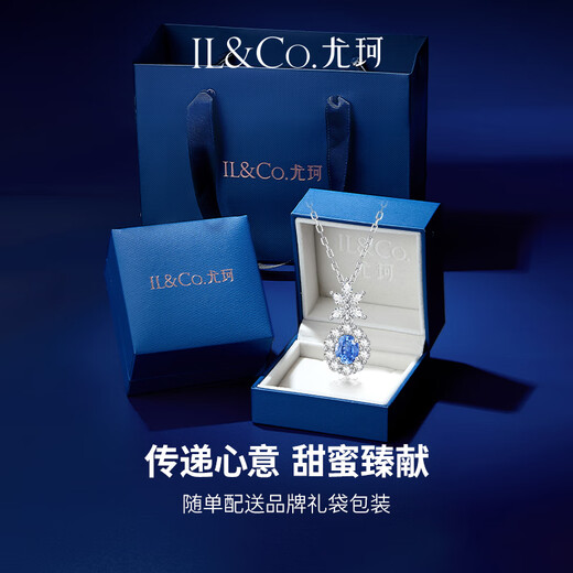 IL&CO Youke Natural Sapphire Necklace Women's Light Luxury 925 Silver Clavicle Chain Birthday Valentine's Day Gift for Girlfriend and Wife
