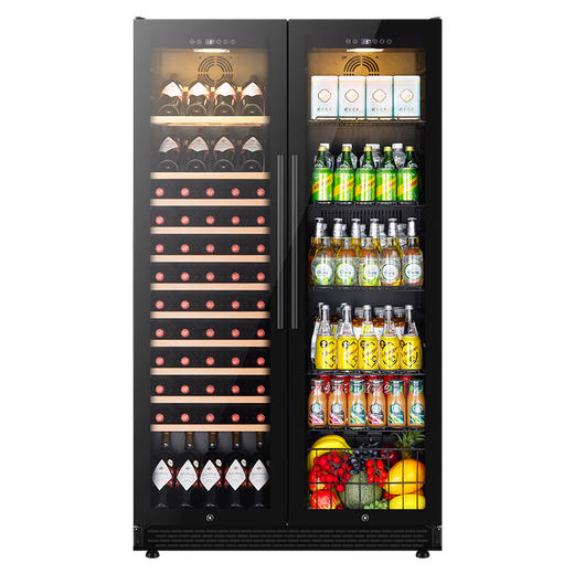 Bacchus double-door wine cabinet 150 bottles 1.76 meters ice bar constant temperature wine cabinet home refrigerated tea beer champagne wine built-in wine storage cabinet large living room villa left full flat + right full flat (integrated dual temperature air cooling) 150 bottles