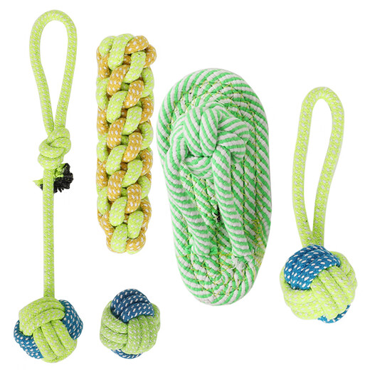 HELLOJOY Dog Toys Teeth Resistant Cotton Tether Ball Set Pet Puppies Puppy Toys 5-piece Set for Playing and Relieving Boredom