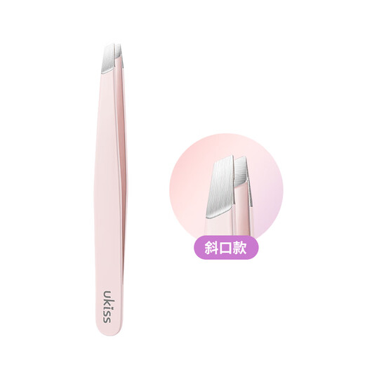 Ukiss Pince à sourcils de haute précision, pince à épiler, coupe de sourcils, pince à faux cils pour hommes et femmes, pince à cheveux en acier inoxydable (bouche inclinée)