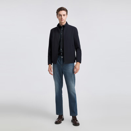 Yager Jacket Men 2024 Spring Youth Men's Business and Casual Single Jacket Navy 175/96A
