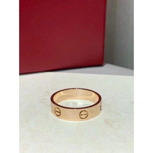 DR-FLVVS Fat Donglai's same style 18K rose gold nail ring classic AU750 men's and women's wedding ring love couple pair rose gold three diamonds wide version US size 9 (national code 19-20)