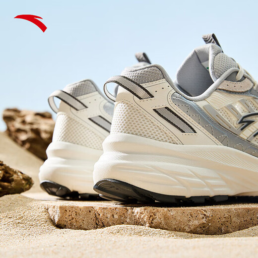 ANTA (ANTA) AT957丨Men's Summer Mountain Retro Running Shoes Thick-soled Heightening Running Shoes Casual Sports Shoes for Men Ivory White/Chip Gray/Silver-1 8.5 (Male 42)