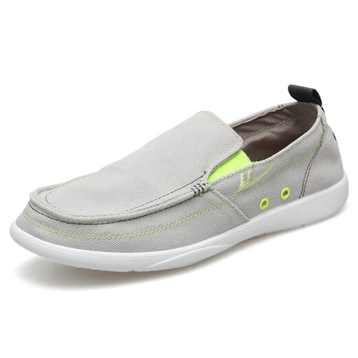 
Huili Yishou Driving Shoes Soft Sole Anti-Slip Men's Shoes Flat Sole Casual Shoes Sleeve Canvas Shoes Light Gray 43/Standard Size