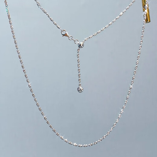 Fat Donglai's same Italian 18k gold-plated necklace, silver diamond chain, 18K gold chain, platinum plain chain for women, imported technical long style - white and yellow 60cm (24 inches)
