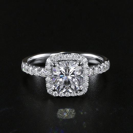 Fat Donglai's same style palladium ring, moissanite diamond ring for women, pillow-shaped surround, 1 carat, classic square bag, simple size 1, size 7 x D-E/extremely white x 1 carat LC/flawless under the mirror