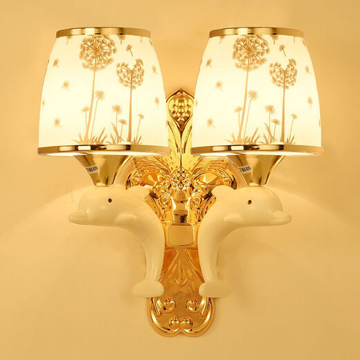 Yaotian remote control dimming wall lamp bedroom bedside lamp LED living room wall lamp hotel hotel stair corridor aisle lamp BD010-double head-glass new led warm light three-stop dimming