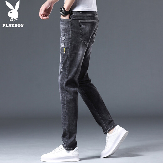 Playboy (Playboy) Straight Hosen Herren Jeans Fashion Mode koreanische Stil Slim Hosen Männer vielseitiger lässige, Solid Color Hosen Herren x-2146HH6636 Black 31