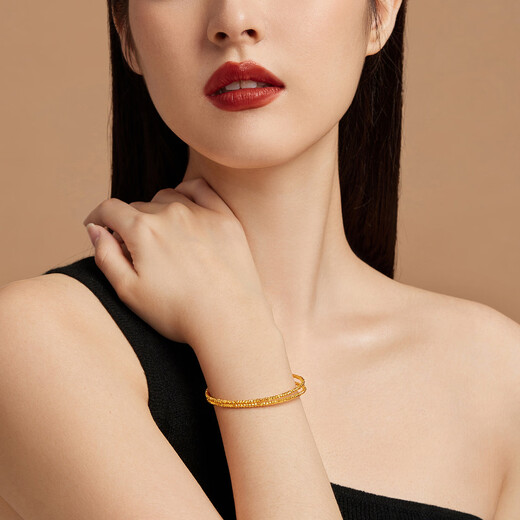Lukfook Jewelry Pure Gold Bundy Beads Gold Elastic Bracelet Hollow Gift Price 013507AA 6.68g (including labor cost 862 yuan)