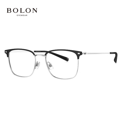 Bolon Tyrannosaurus-Brille Wang Hedi Das gleiche 25-jährige neue Produkt Myopia Gläsers Rahmen Titanium Augenbrauenrahmen kann mit BA7009 B15 Mattschwarz Silber/Halbgloss mattes schwarzes Einzelrahmen abgestimmt werden