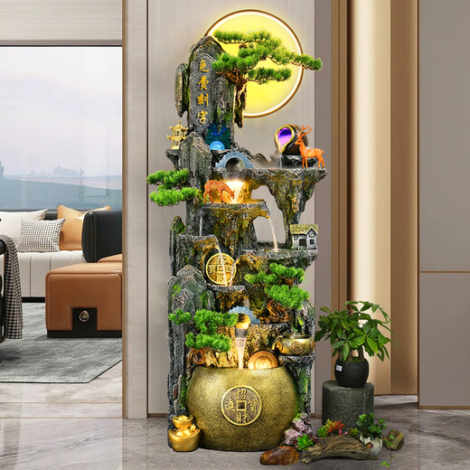 Adornos de la fuente de agua que frota al piso personalizado para la sala de estar y la oficina Decoración de riqueza Feng Shui High Mountain Circulation Waterscape 9926 altura pequeña 106 cm