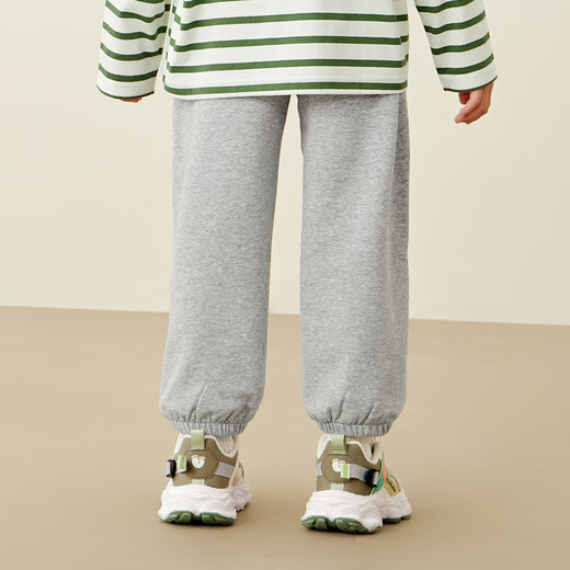 Mini Bala mini parent-child parent-child clothing for boys and girls loose basic sports pants light gray 00205 140