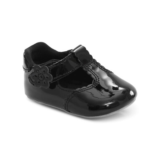 Stride rite baby shower soft sole toddler shoes, round toe Velcro, comfortable memory insole, black//white 2 Infant