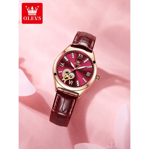 Olius 2025 Neue Schweizer Top Ten Brand -Uhren für vollautomatische mechanische Uhren von Frauen, die Top Ten Ten Uhren, Gürtel, wasserdicht 6636 Elegant Blau [Lederband]