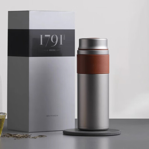 HnSeFe双层纯钛保温杯高档商务水杯男女士便携茶水分离焖茶杯定制礼品 400ml-基础款