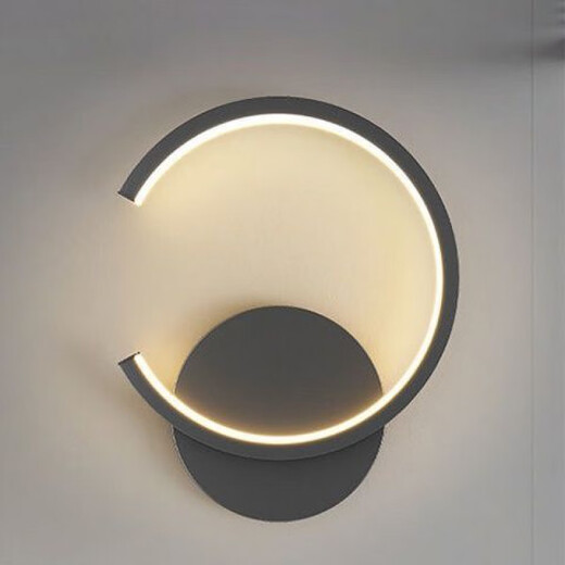 Yaotian bedroom bedside warm chime wall lamp simple modern living room background wall lamp stair aisle corridor round square lighting black C sika deer left stepless dimming (with remote control)