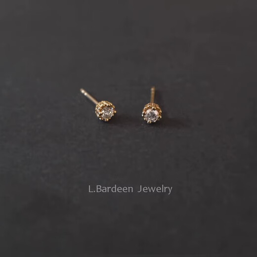 L.Bardeen 18K gold 10 cents South African real diamond simple color gold female earrings high-end earrings as a birthday gift for your girlfriend 18k gold single 10 cents a pair total 20 cents in stock