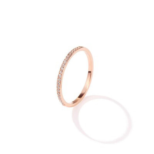 Xuan Yong's dazzling row of diamond rings for women 18k gold small diamond ring broken diamond extremely fine zircon imitation 18k gold niche design ring rose gold small row of diamonds US size 9