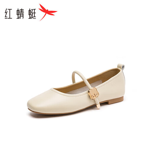 Rote Libellefly Weiche Sohle Frauen Singles Schuhe Spring- und Sommerlichtmund Frauen flache Schuhe bequeme Frauenschuhe Mary Jane Schuhe WTB34375 Beige 37