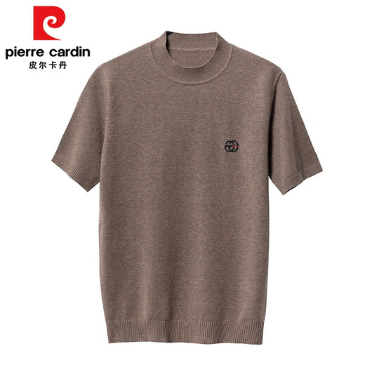 Pier Cardin Cardigan Camiseta de manga corta Camiseta redonda de cuello redonda, suéter de cárdigán delgado de los hombres de otoño y invierno camisa de base de mante manga de manteos 12121 Camel oscuro 180/120 [recomendado 155-170Jin [Jin iguala 0.5 kg]]