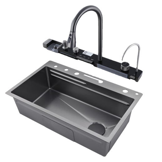 Hansgrohe household stainless steel thickened Raindance Waterfall large single tank anti-fouling multi-functional nano kitchen sink V002 80x46 right drain