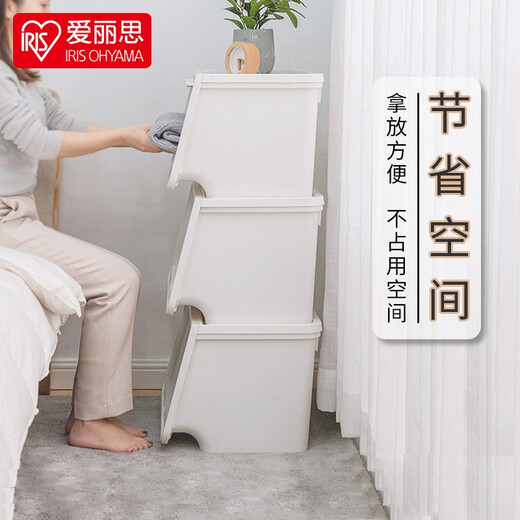 爱丽思（IRIS）收纳箱塑料大号前开式翻盖收纳盒儿童玩具衣物整理箱侧开储物箱丝 【28L】白色（3个装）