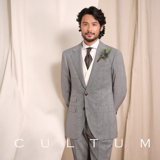 CULTUM 1499 Gift Box British Australian Wool Half Linen Lined Prince Check Suit Suit Men's Wedding Groom Suit Dress Prince Check White Wedding Gift Box Set L (52A)