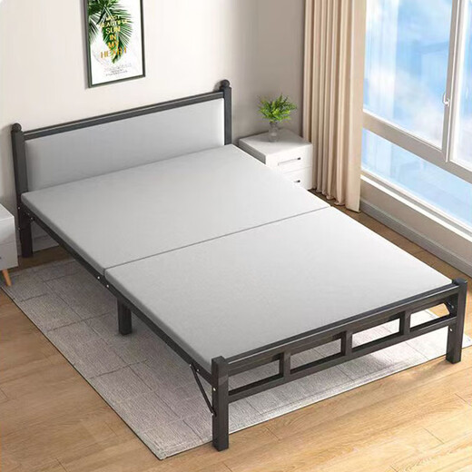 
HALODN Foldable Bed Household Foldable Simple Bed No Installation Office Lunch Bed Single Bed Rental Adult Iron Bed 1.2 meters [No Installation] White Rack Gray Soft Back Beijing Speed ​​Delivery Home