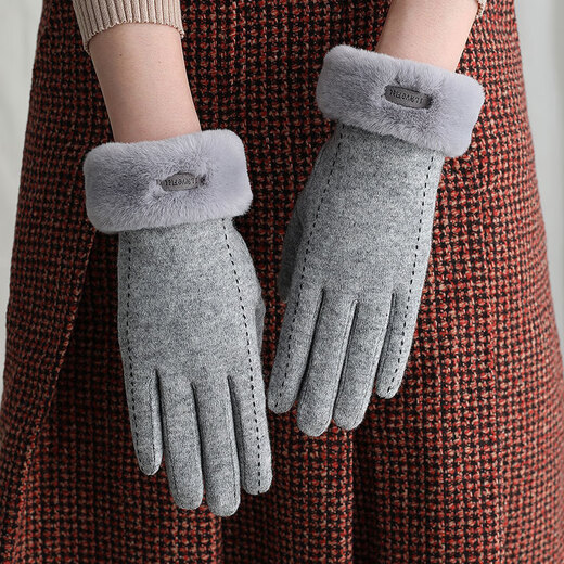 Reuitusen Frauenhandschuhe für Winter niedliche Reitwärme plus Samt verdickte Fahrkaschmir -Winterhandschuhe Touchscreen Herbst und Winter N719 Grau gleich Größe