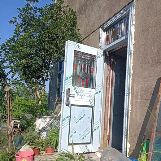 Qinkai stainless steel single door standard door with bright window outdoor stainless steel anti-theft door entrance door balcony door full set of doors stainless 860*2480 inner bag left/outer right