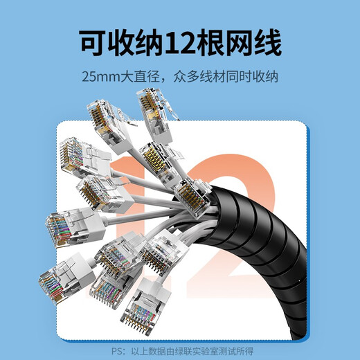 绿联包线管束线管 3米 直径25mm 电线收纳固定整理绕线器保护套 电脑汽车电源理线器 30819