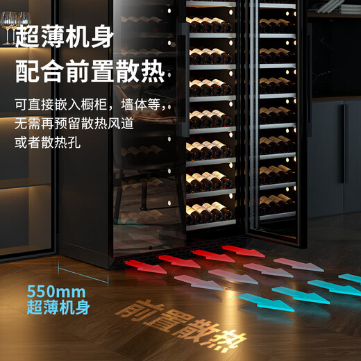 BAIKAILUN double-door double-temperature red wine cabinet mirror glass double-door constant temperature wine cabinet embedded home living room refrigerator moisturizing large-capacity office tea liquor beverage display cabinet 1.78 meters | dual-temperature mirror | red wine ice bar style 58 bottles thin style