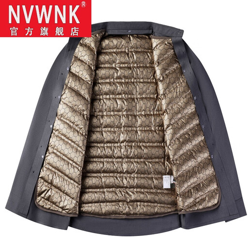 NVWNK high-end brand goose down shirt men's plus velvet thickened warm removable down liner middle-aged and elderly dad winter clothing Navy goose down 1789 165/M/3990-110Jin Jin equals 0.5 kg