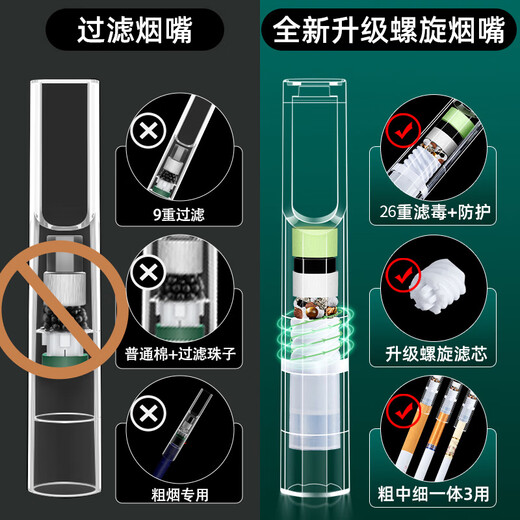 Genuine (ZOBO) filter cigarette holder disposable spiral 26 heavy cigarette filter tar filter coarse, medium and fine three-use 100 pieces